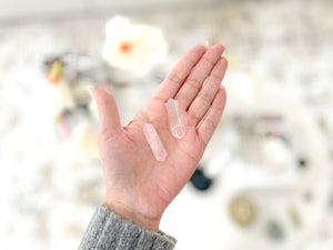 Rose Quartz & Clear Quartz Crystal Set: Double-Terminated Points for Love, Clarity and Spiritual Growth