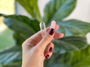 Rose Quartz & Clear Quartz Crystal Set: Double-Terminated Points for Love, Clarity and Spiritual Growth