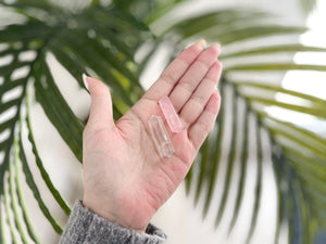 Rose Quartz & Clear Quartz Crystal Set: Double-Terminated Points for Love, Clarity and Spiritual Growth