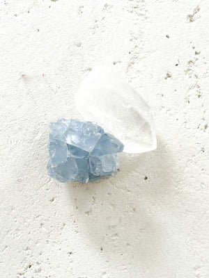 Celestite and Clear Quartz Crystals for Meditation, Reiki and Crystal Healing