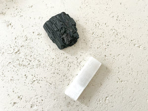 Selenite and Tourmaline Crystal Set for Healing and Protection