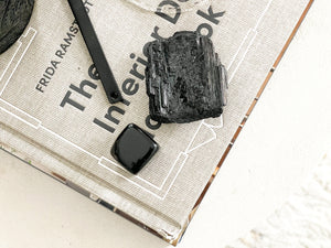 Black Obsidian+Black Tourmaline Crystal Set for Negative Energy and EMF Shielding