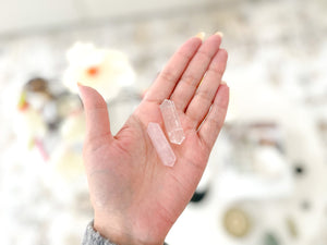 Rose Quartz & Clear Quartz Crystal Set: Double-Terminated Points for Love, Clarity and Spiritual Growth