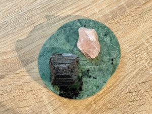 Raw Rose Quartz & Black Tourmaline Set: Natural Healing Crystals