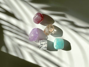 Calming Crystal Set: Amethyst, Howlite, Quartz - Stress Relief