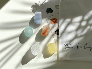 Happy Days Crystal Set: Clear Quartz, Sunstone, Aquamarine, Calcite, Agate