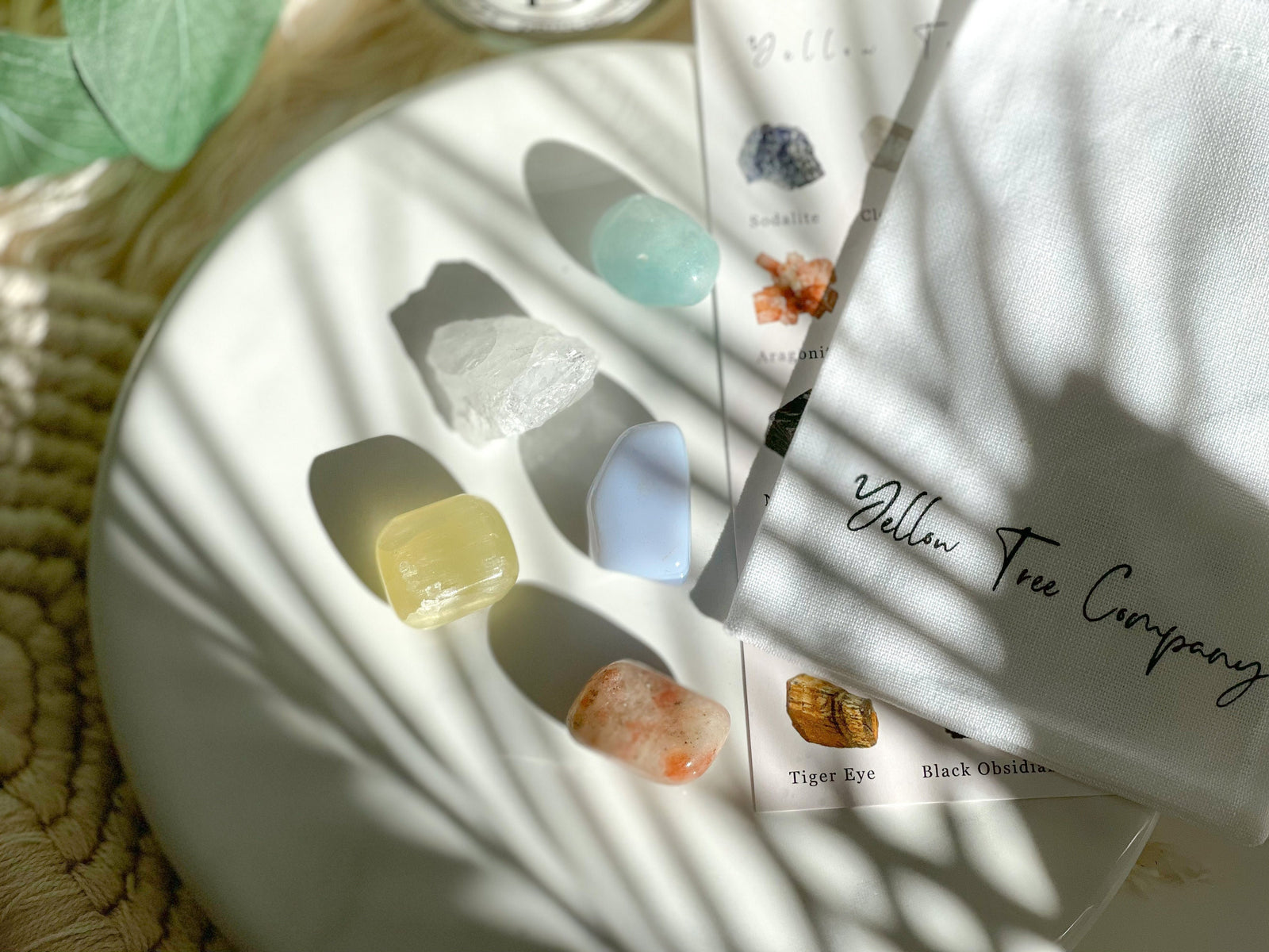 Happy Days Crystal Set: Clear Quartz, Sunstone, Aquamarine, Calcite, Agate