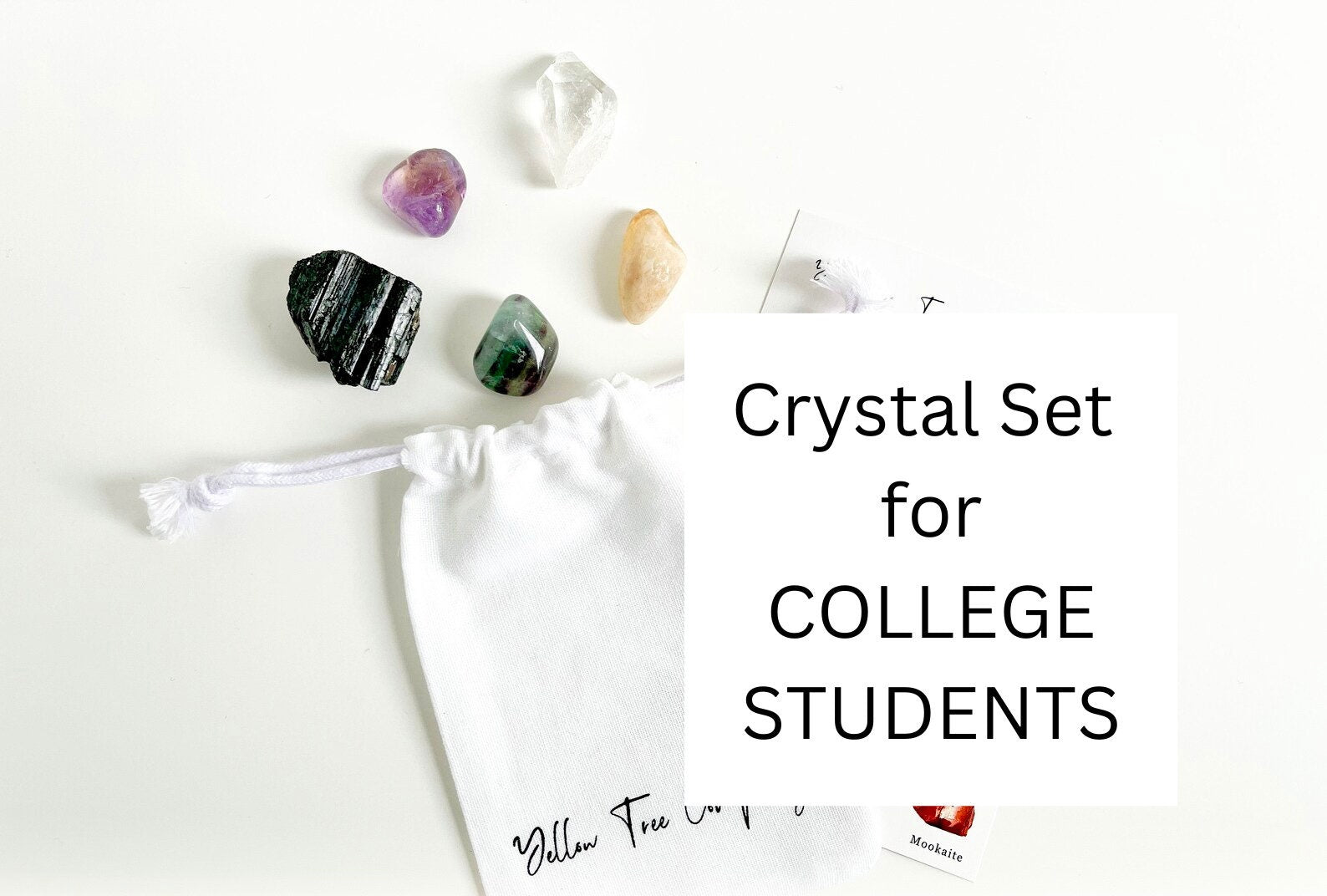Crystal Set for College Success: Black Tourmaline, Citrine, Clear Quartz, Fluorite, and Amethyst
