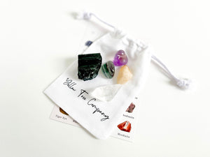 Crystal Set for College Success: Black Tourmaline, Citrine, Clear Quartz, Fluorite, and Amethyst