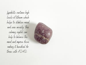 ADHD Crystal Set: Amethyst, Lepidolite, Fluorite & Selenite