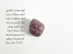 ADHD Crystal Set – Amethyst, Lepidolite, Fluorite, Selenite for Focus, Calm, Stress Relief & Clarity