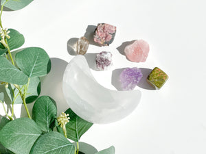 Grief & Loss Crystal Set with Selenite Moon Bowl: Healing Stones Gift
