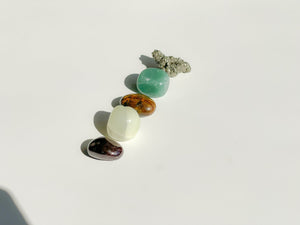 Wealth Attraction Crystal Set: Zodiac Selenite Plate, Aventurine, Jade, Pyrite, Garnet, Tiger Eye