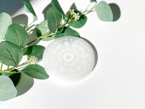 Wealth Attraction Crystal Set: Zodiac Selenite Plate, Aventurine, Jade, Pyrite