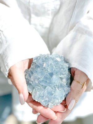 Raw Celestite Crystal Cluster: Madagascar Blue Healing Crystal