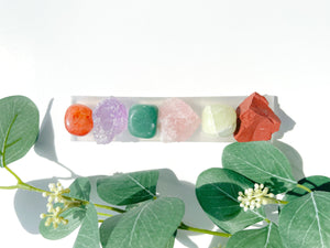 Taurus Zodiac Crystal Set: Chakra Selenite Slab, Healing Stones Kit