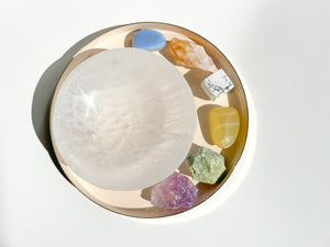 Gemini Zodiac Crystal Set with Selenite Bowl: Astrology Birthstone