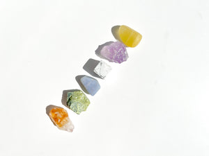 Gemini Zodiac Crystal Set: Selenite Heart Bowl, Healing Birthstones