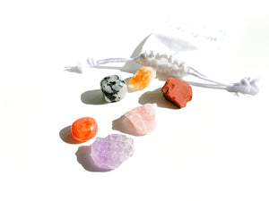 Cancer Zodiac Crystal Set: Healing Stones with Cotton Pouch