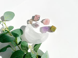 Grief & Loss Crystal Set with Selenite Moon Bowl: Healing Stones Gift