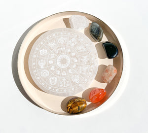 Leo Zodiac Crystal Set with Selenite Plate: Healing Gemstones