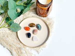 Leo Zodiac Crystal Set with Selenite Plate: Healing Gemstones