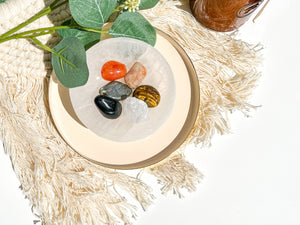 Leo Zodiac Crystal Set with Selenite Bowl: Healing Stones