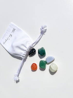 Virgo Zodiac Crystal Set: Selenite Plate, Agate, Jade, Aventurine, Onyx, Carnelian