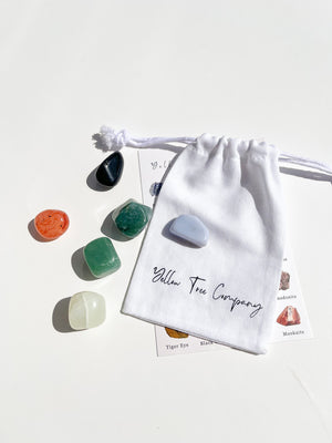 Virgo Crystal Set: Zodiac Selenite Plate, Agate, Jade, Aventurine, Onyx, Carnelian