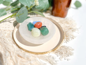 Virgo Zodiac Crystal Set: Selenite Bowl, Agate, Jade, Aventurine, Onyx, Carnelian