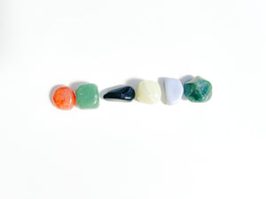 Virgo Zodiac Crystal Set: Selenite Moon Bowl, Agate, Jade, Aventurine, Onyx, Carnelian