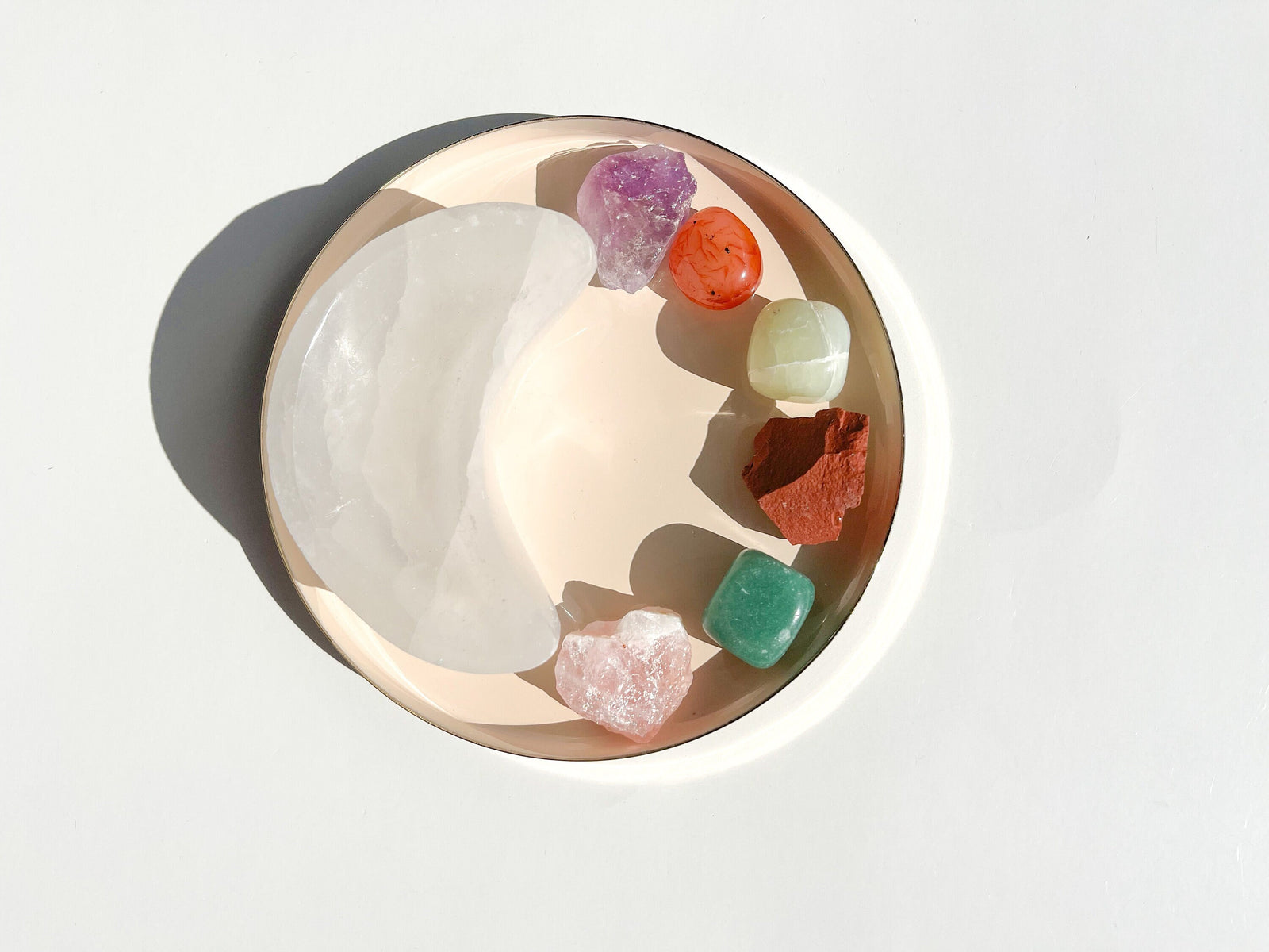Taurus Zodiac Crystal Set: Selenite Moon Bowl, Healing Stones