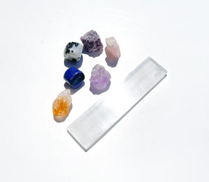 Libra Zodiac Crystal Set: Selenite Plate, Citrine, Rose Quartz