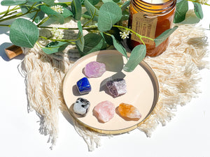 Libra Zodiac Crystal Set: Chakra Selenite Charging Plate