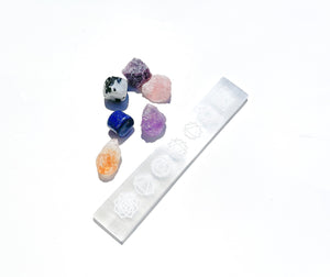 Libra Zodiac Crystal Set: Chakra Selenite Charging Plate