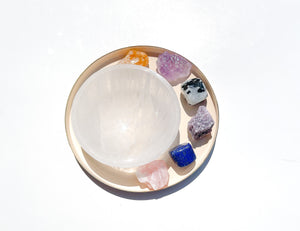 Libra Zodiac Crystal Set: Selenite Bowl, Healing Crystals