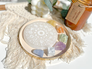 Gemini Zodiac Crystal Set: Selenite Plate, Healing Birthstones