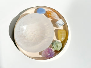 Gemini Zodiac Crystal Set with Selenite Bowl: Astrology Birthstone