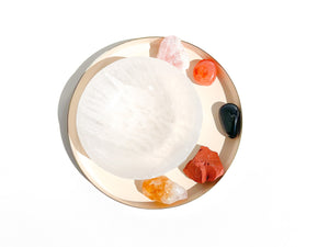Aries Zodiac Crystal Set: Selenite Bowl, Red Jasper, Carnelian, and More