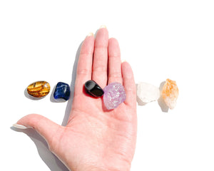 Sagittarius Zodiac Crystal Bundle: Chakra Selenite Plate, Gemstone Set