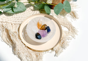 Sagittarius Zodiac Crystal Set with Selenite Bowl: Healing Gemstones
