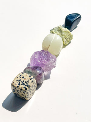 Capricorn Zodiac Crystal Set: Amethyst, Serpentine, Fluorite, Jade, Onyx, Jasper