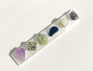 Capricorn Zodiac Crystal Set: Selenite Charging Plate, Amethyst, Onyx