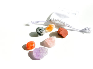 Cancer Zodiac Crystal Set: Healing Stones with Cotton Pouch