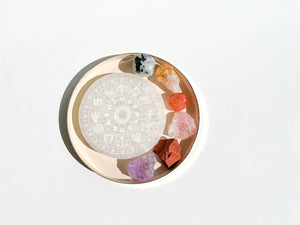 Cancer Zodiac Crystal Bundle: Selenite Charging Plate, Carnelian, Jasper