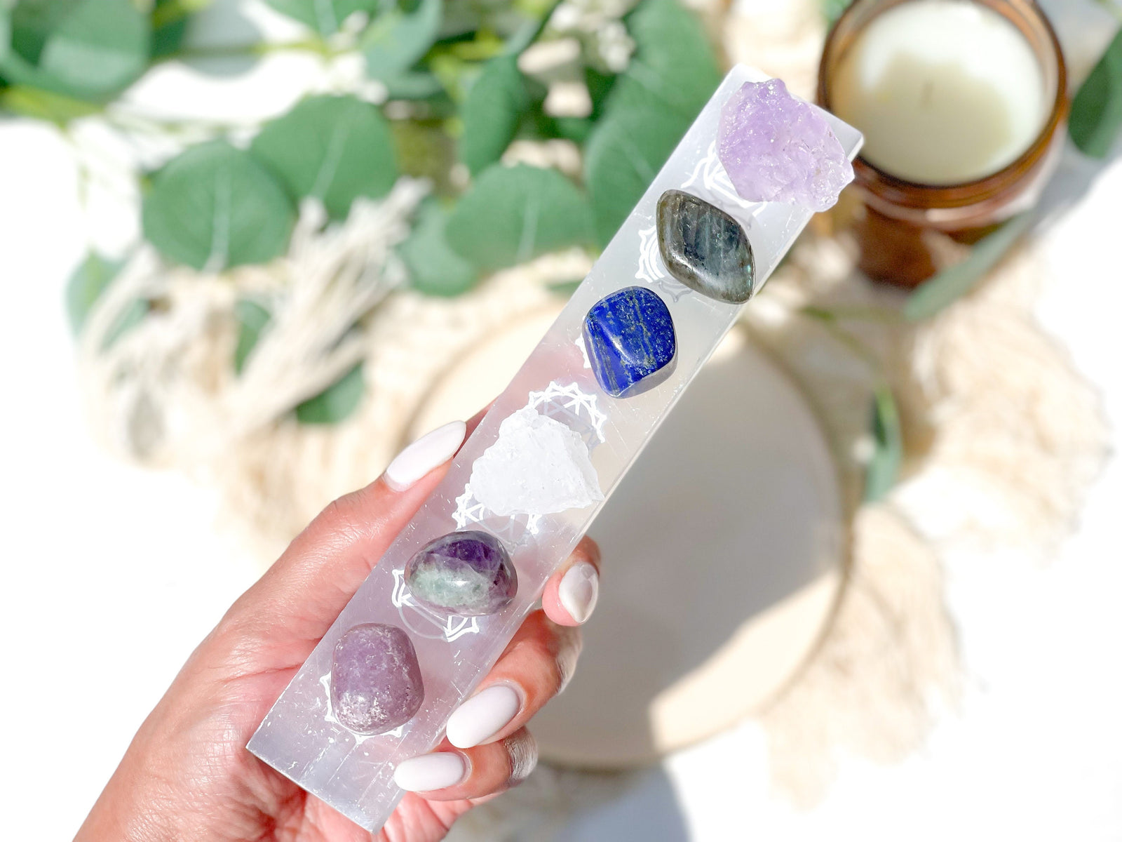 Pisces Crystals with a Selenite Charging Plate - Enhance Pisces Vibes, Spiritual Connection and Emotional Balance