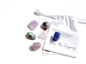 Pisces Crystal Set : Selenite Bowl, Labradorite, Fluorite, Clear Quartz, Lapis Lazuli, Amethyst, & Lepidolite
