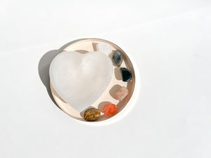 Leo Zodiac Crystal Set with Heart Selenite Bowl: Healing Stones