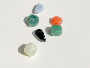 Virgo Zodiac Crystal Set: Selenite Plate, Agate, Jade, Aventurine, Onyx, Carnelian