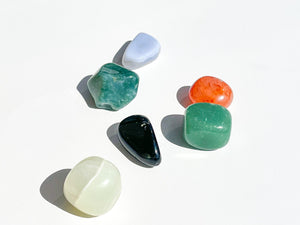 Virgo Zodiac Crystal Set: Selenite Plate, Agate, Jade, Aventurine, Onyx, Carnelian